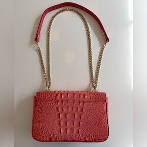 Brahmin Pink Croc-Embossed Chain Strap Shoulder Bag